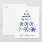 スノーフレーククリスマスツリーメリークリスマスホリデー シーズンポストカード (正面/裏面)