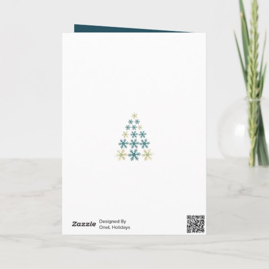 スノーフレーククリスマスツリー家族の写真 シーズンカード (裏面)