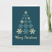 スノーフレーククリスマスツリー家族の写真 シーズンカード (正面)