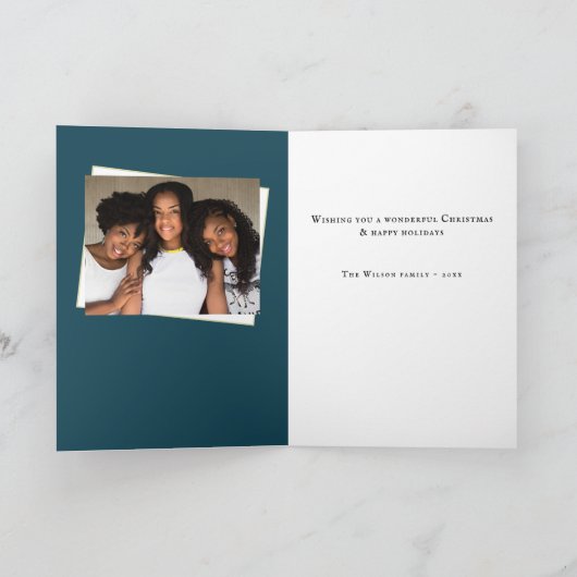 スノーフレーククリスマスツリー家族の写真 シーズンカード (内部)