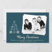 スノーフレーククリスマスツリー家族の写真 シーズンカード (正面)