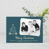 スノーフレーククリスマスツリー家族の写真 シーズンカード (スタンド正面)