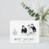 スノーフレーククリスマスツリー家族の写真 シーズンポストカード (スタンド正面)