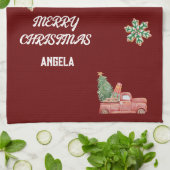 スノーフレーククリスマスティータオル キッチンタオル (折り畳み)