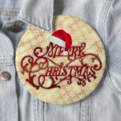 スノーフレーククリスマスハット金ゴールドボタン 缶バッジ (インサイチュ)