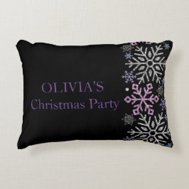 スノーフレーククリスマスパープルシルバー アクセントクッション