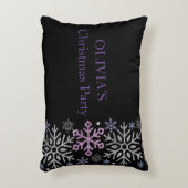 スノーフレーククリスマスパープルシルバー アクセントクッション (正面(垂直))