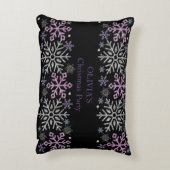 スノーフレーククリスマスパープルシルバー アクセントクッション (裏面(縦))