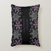 スノーフレーククリスマスパープルシルバー アクセントクッション (正面(垂直))