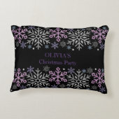 スノーフレーククリスマスパープルシルバー アクセントクッション (裏面)