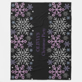 スノーフレーククリスマスパープルシルバー フリースブランケット (正面)