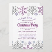 スノーフレーククリスマスパープルシルバー 招待状 (正面/裏面)