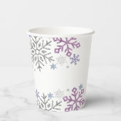 スノーフレーククリスマスパープルシルバー 紙コップ (裏面)