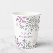 スノーフレーククリスマスパープルシルバー 紙コップ (正面)
