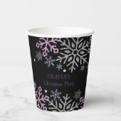 スノーフレーククリスマスパープルシルバー 紙コップ (正面)