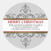 スノーフレーククリスマスファミリーアドレス ラウンドシール (正面)