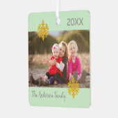 スノーフレーククリスマスファミリーフォトメタルオーナメント メタルオーナメント (正面左)