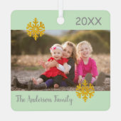 スノーフレーククリスマスファミリーフォトメタルオーナメント メタルオーナメント (裏面)