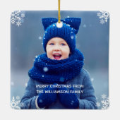 スノーフレーククリスマスフォトカスタムー セラミックオーナメント (裏面)