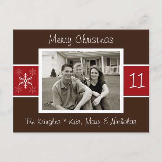 スノーフレーククリスマスフォトカード シーズンポストカード (正面)
