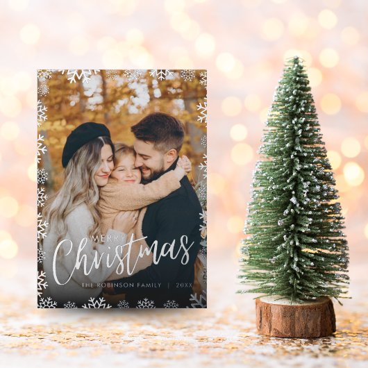 スノーフレーククリスマスフォトカード 箔シーズンカード