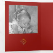 スノーフレーククリスマスフォトカ数々のードフォト 三つ折りクリスマスカード (内部最初)