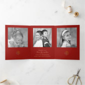 スノーフレーククリスマスフォトカ数々のードフォト 三つ折りクリスマスカード (内部)