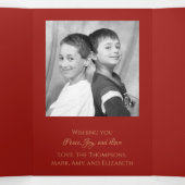 スノーフレーククリスマスフォトカ数々のードフォト 三つ折りクリスマスカード (内部中)