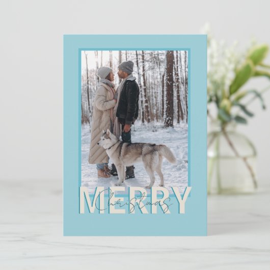 スノーフレーククリスマスホリデーお洒落写真かわいい シーズンカード (スタンド正面)
