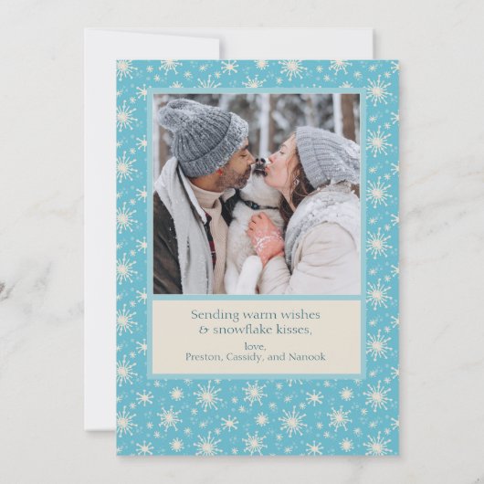 スノーフレーククリスマスホリデーお洒落写真かわいい シーズンカード (裏面)