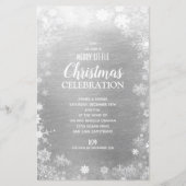 スノーフレーククリスマスホリデーシルバーバジェット招待状 (正面)