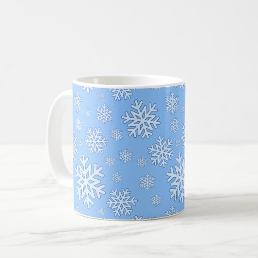 スノーフレーククリスマスマググブルー コーヒーマグカップ (正面左)