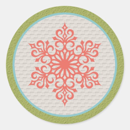 スノーフレーククリスマス招待状封筒用シール ラウンドシール (正面)