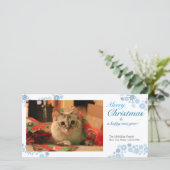 スノーフレーククリスマス水平フォトカード シーズンカード (スタンド正面)