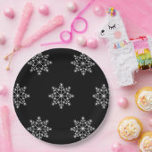 スノーフレーククリスマス白黒デザインホリデー ペーパープレート (パーティー)