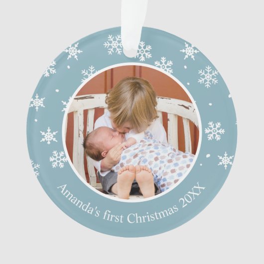 スノーフレーククリスマス2フォトカスタム オーナメント (正面)