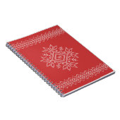 スノーフレーククロステッチレッドクリスマス休日 ノートブック (右側)