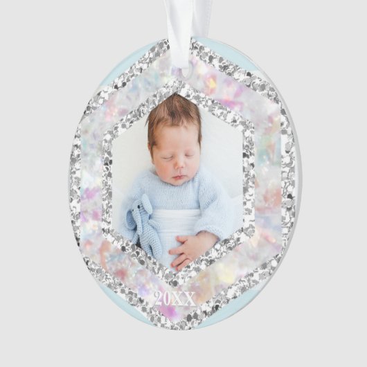 *~*スノーフレークグリッタークリスマスフォトボーイAP44 オーナメント (正面)