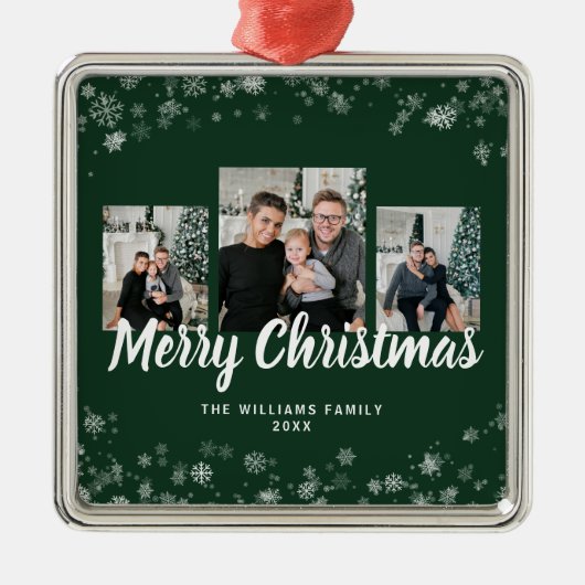 スノーフレークグリーンオーナメント メタルオーナメント (正面)