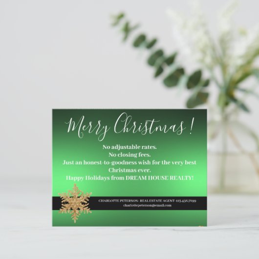 スノーフレークグリーンクリスマス実在エテート農業 シーズンポストカード (スタンド正面)
