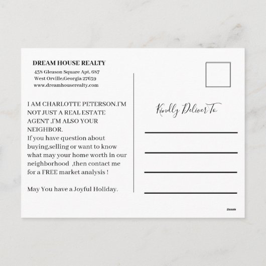 スノーフレークグリーンクリスマス実在エテート農業 シーズンポストカード (裏面)