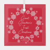 スノーフレークグレートおばあちゃんの初めてのクリスマス ガラスオーナメント (正面)