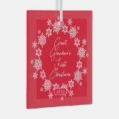 スノーフレークグレートおばあちゃんの初めてのクリスマス ガラスオーナメント (正面右)