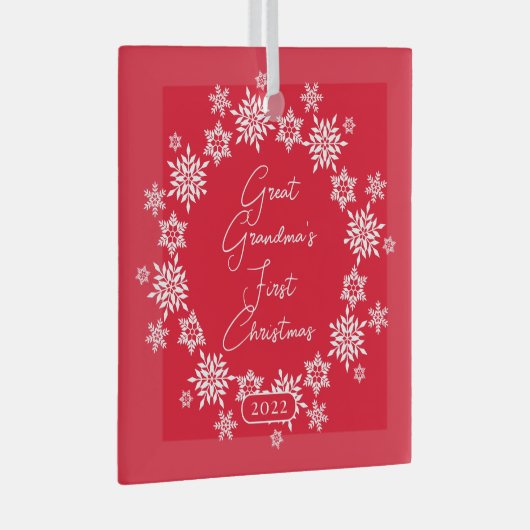 スノーフレークグレートおばあちゃんの初めてのクリスマス ガラスオーナメント (正面右)