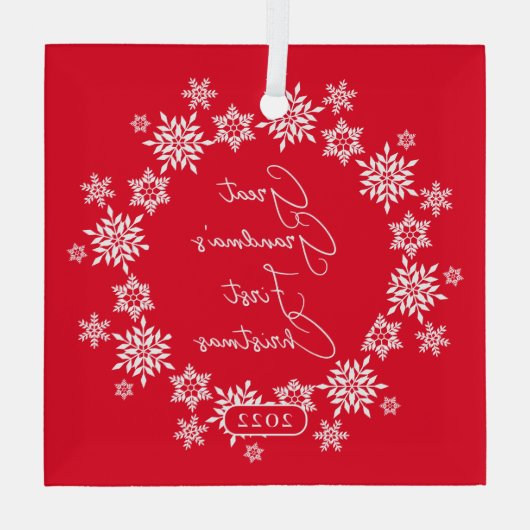 スノーフレークグレートおばあちゃんの初めてのクリスマス ガラスオーナメント (裏面)