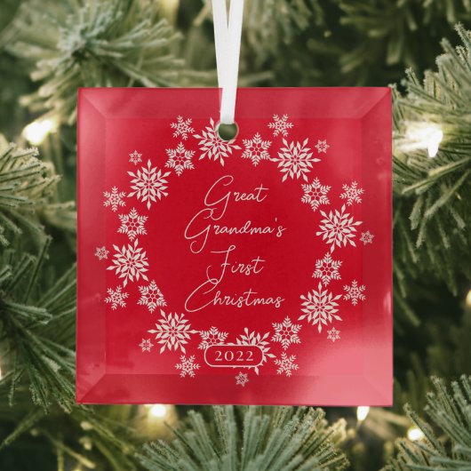 スノーフレークグレートおばあちゃんの初めてのクリスマス ガラスオーナメント (インサイチュ)