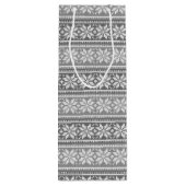 スノーフレークグレーノルディックセーターあなたのグリーティングワイン ワインギフトバッグ (裏面)