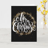 スノーフレークゴールデンリース – ホワイトメリークリスマス カード (黄色い花)