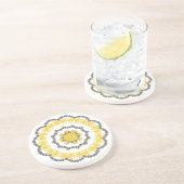 スノーフレークサークルホリデー金ゴールドレッドグリーンホワイトレイシー コースター (側面)