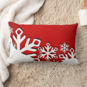 スノーフレークシティホリデー |赤 ランバークッション (ブランケット)
